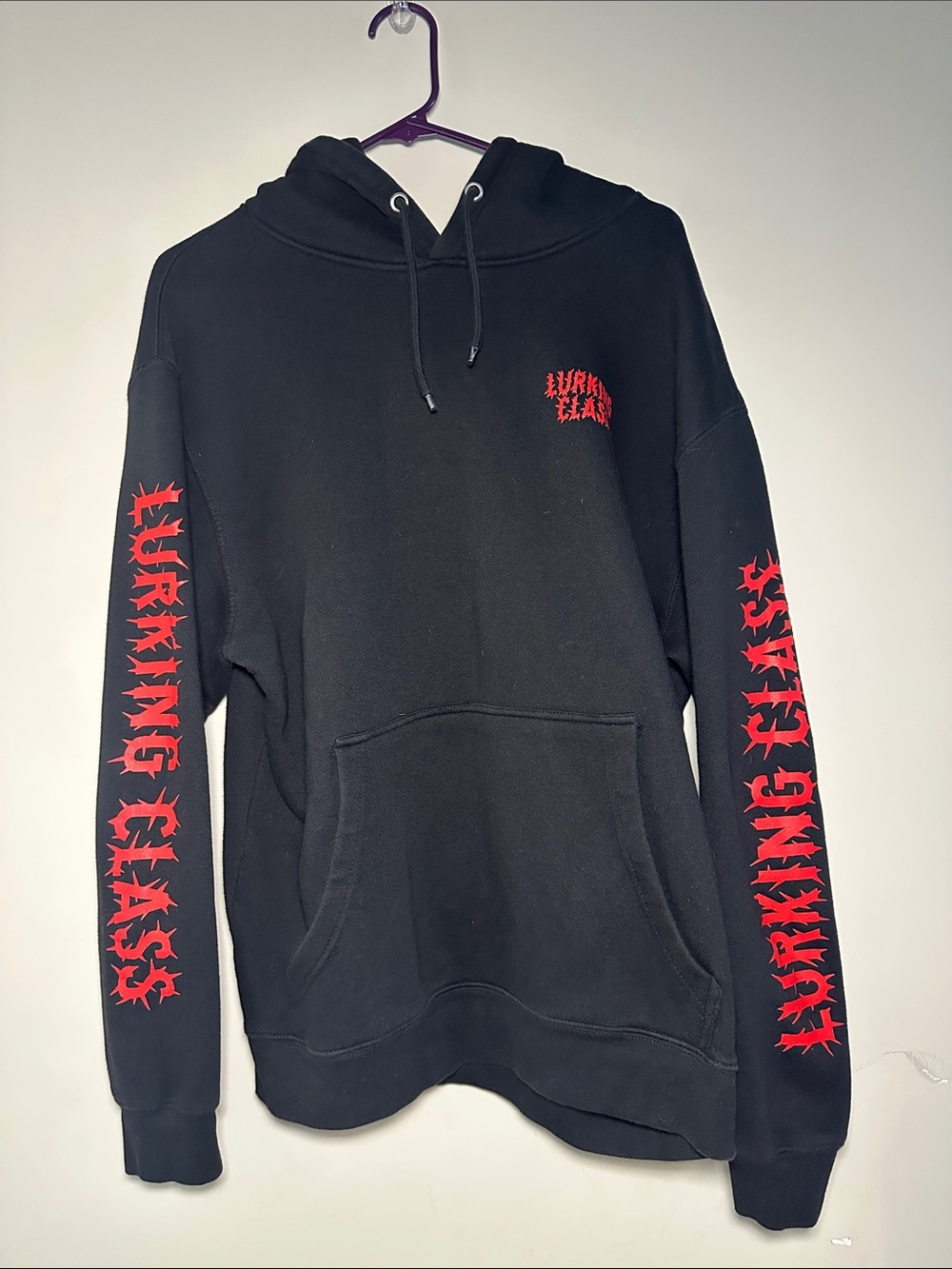 Lurking Class skeleton horror graphic Black Hoodie with Red details